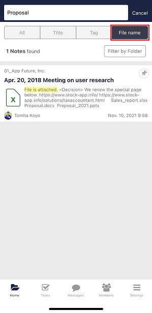 How to search by file name attached in Note on Stock_3