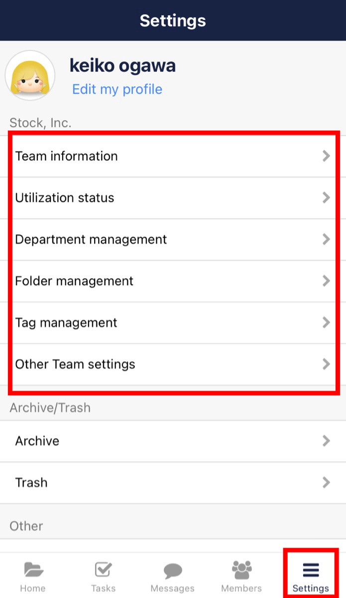 How to change team settings in Stock
_3