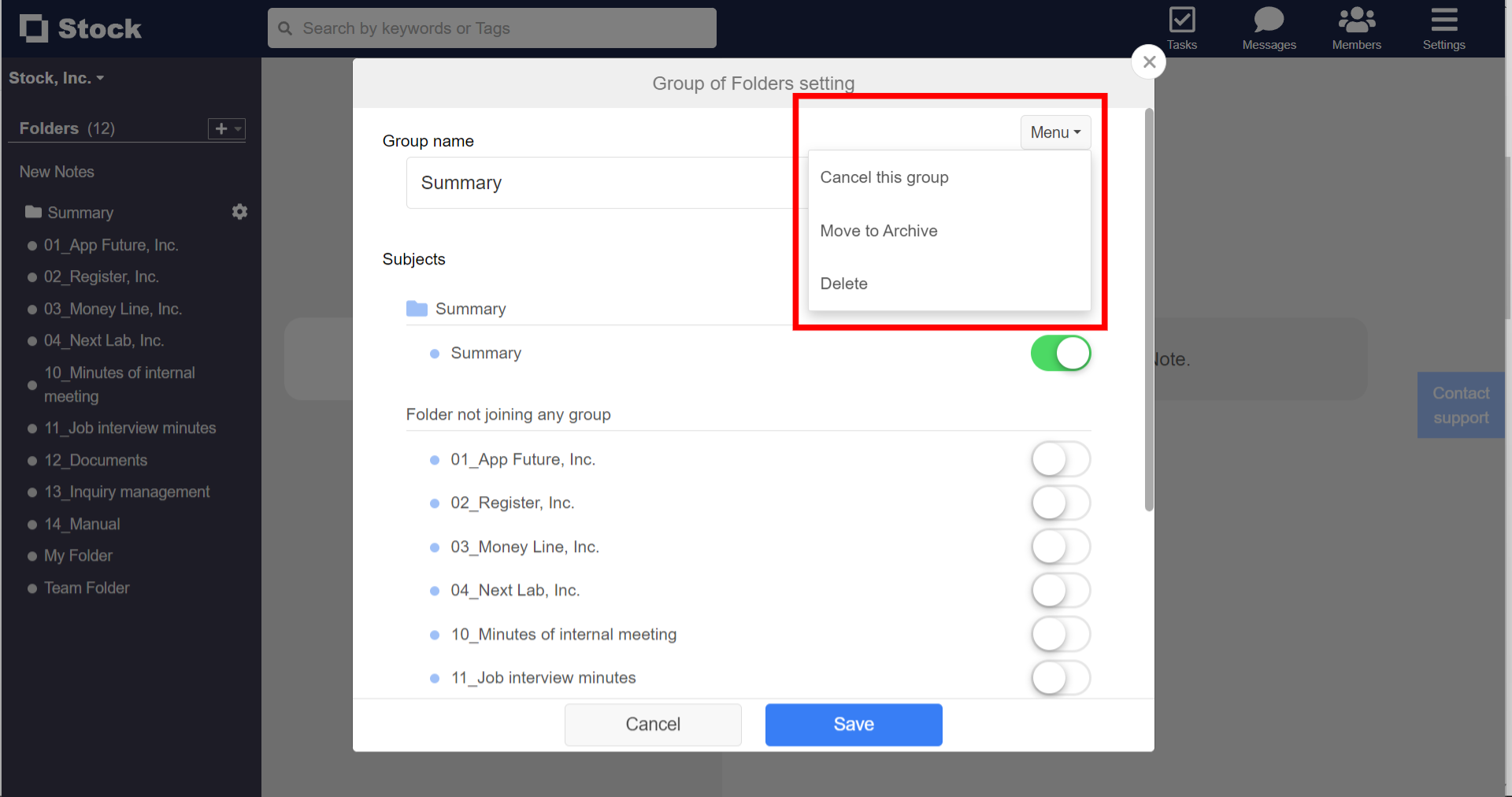How to move or delete an entire folder group to the Old folder in Stock_2