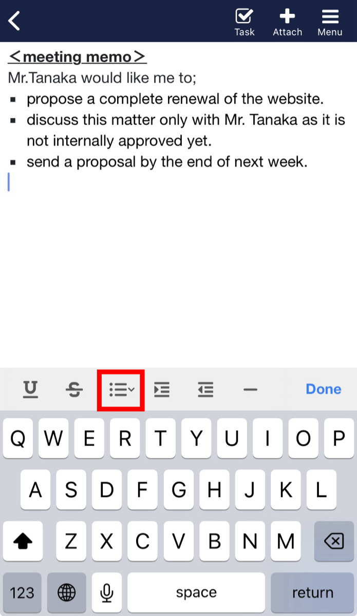 How to insert bullets in a note in Stock_2