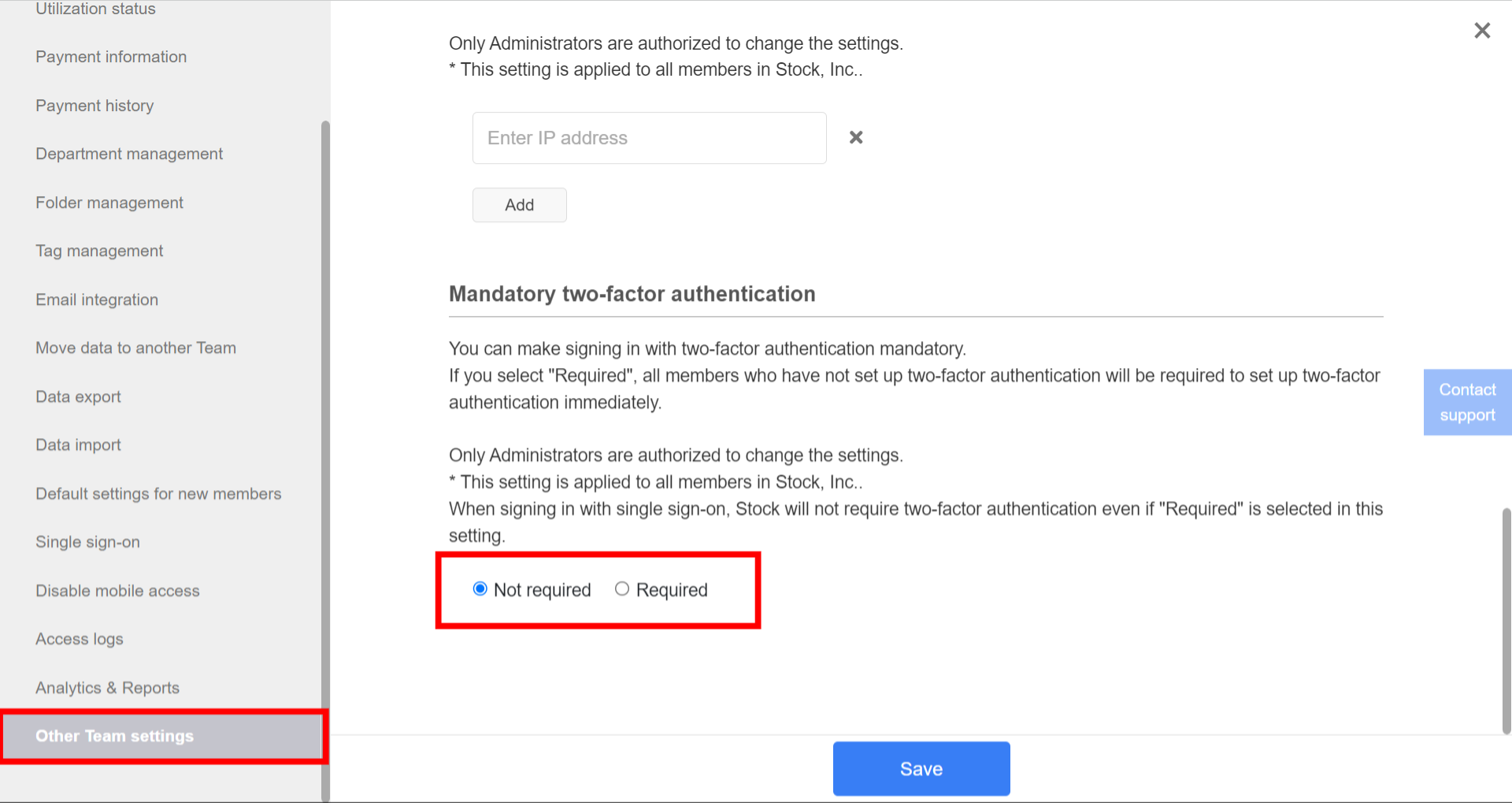 How to make 2-step verification mandatory for your team in Stock_2