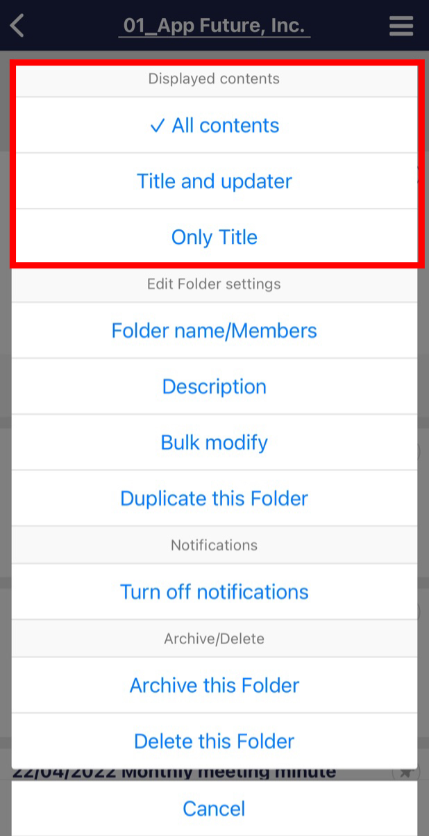 How to change the items displayed in the Note list in Stock_4