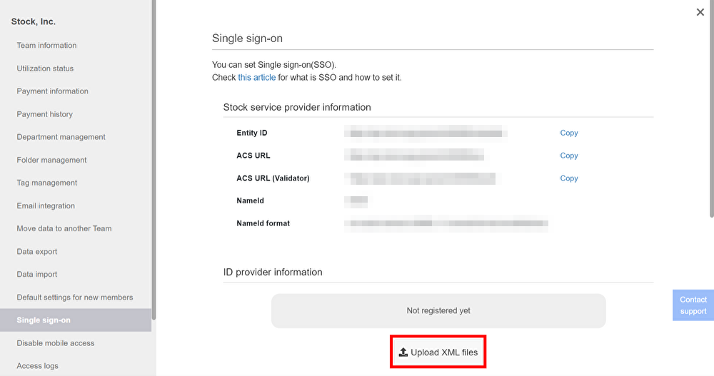 How to set Single sign-on on Stock_1