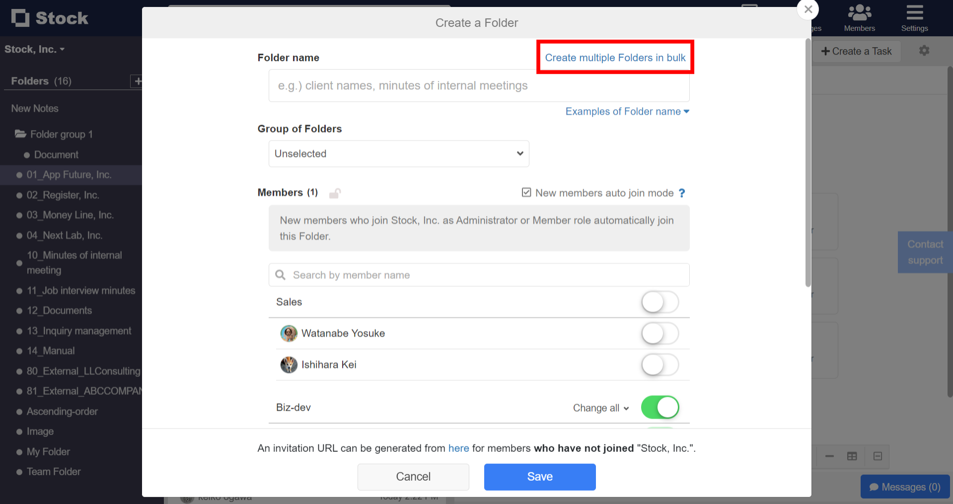 How to create multiple Folders in bulk on Stock_2