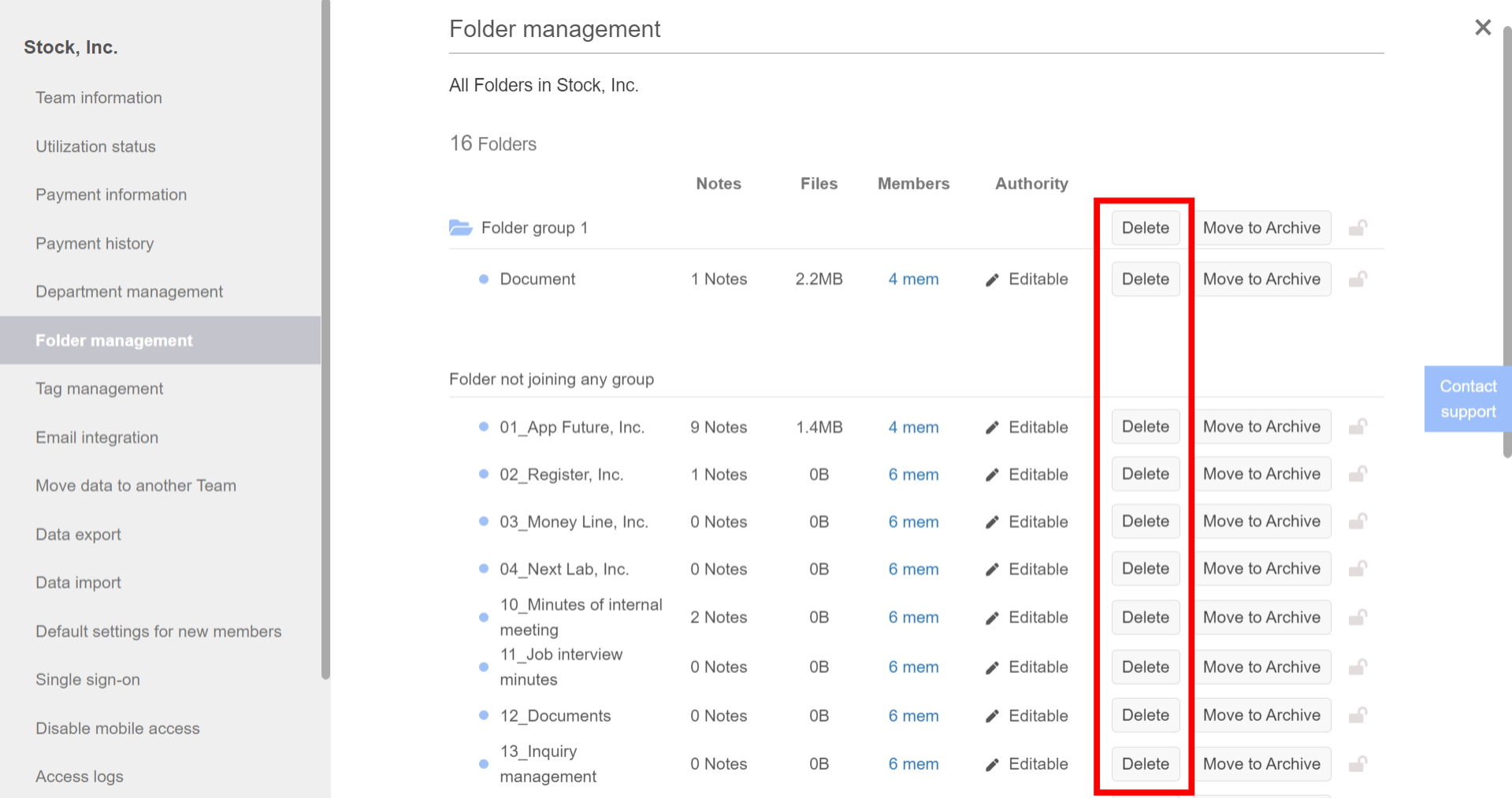 How to delete a Folder on Stock_2