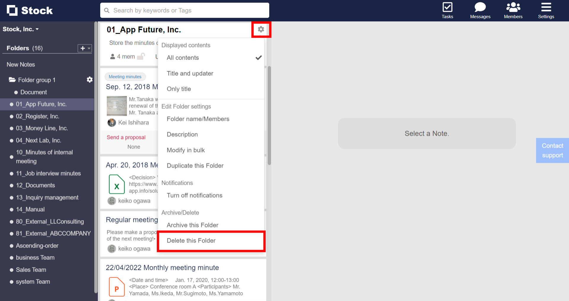 How to delete a Folder on Stock_1