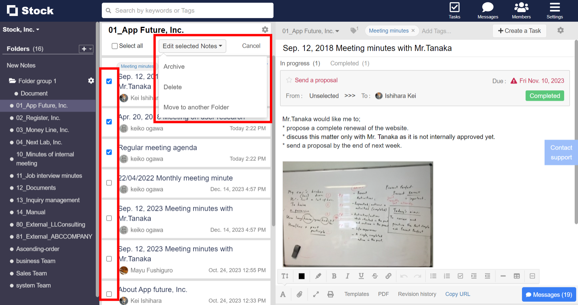 How to operate multiple Notes at once in Stock_2