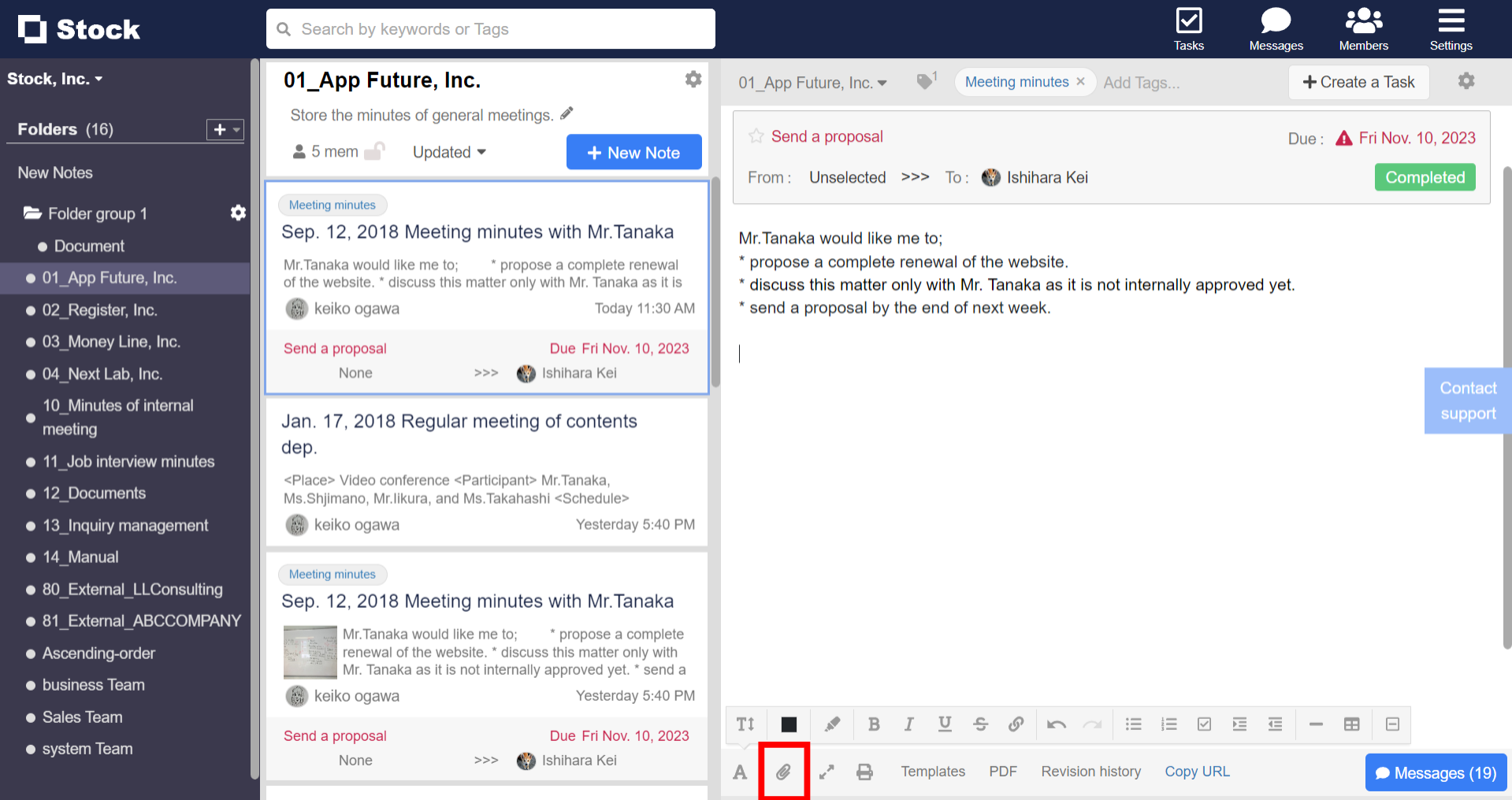 How to attach a file on desktop on Stock