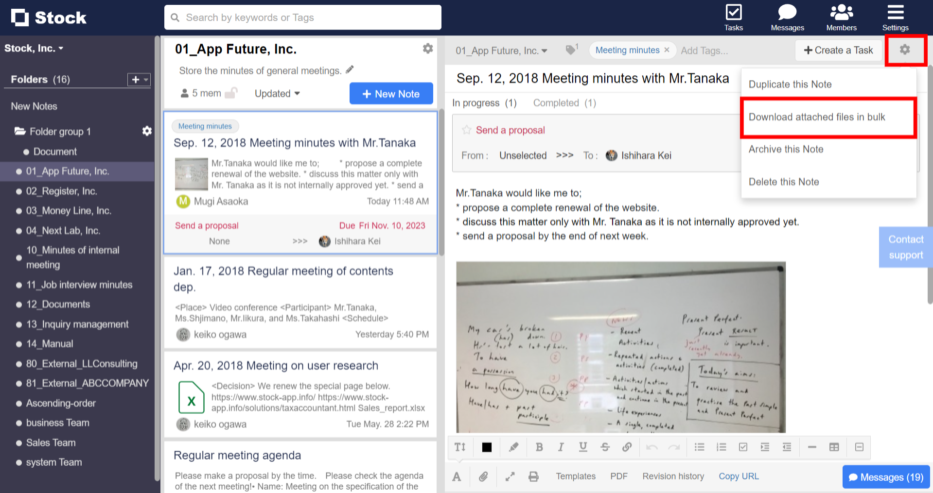 How to download images and files attached to Notes in bulk in Stock