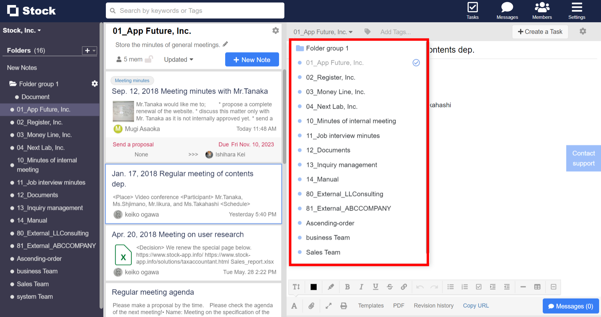 How to move Note to another Folder on Stock_2