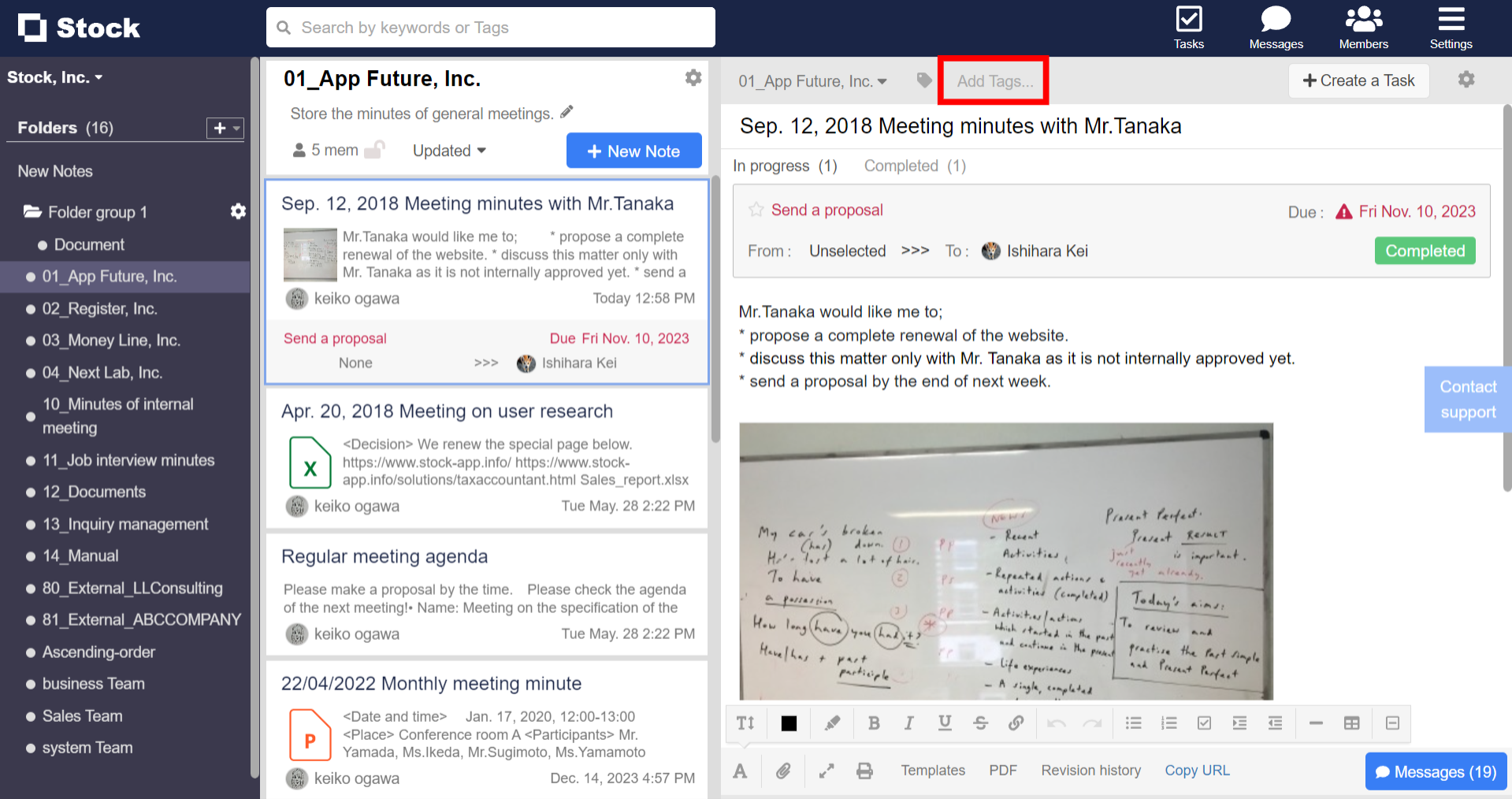 How to create a Tag and set it to Note on Stock_1