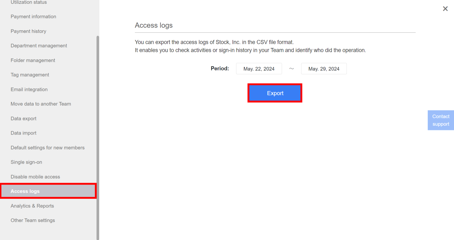 How to check access logs on Stock_2