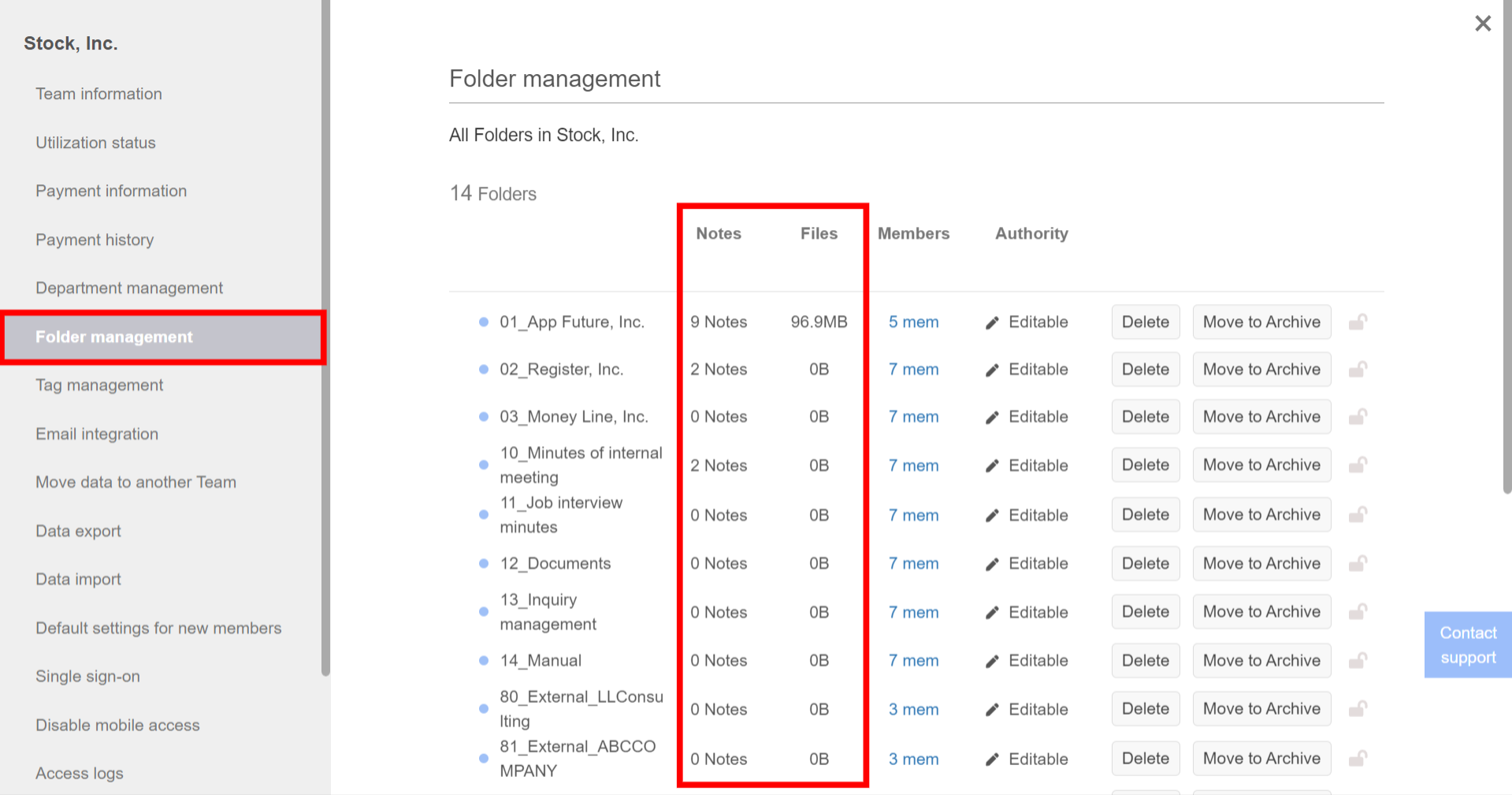 How to check the number of notes and capacity of each folder_2