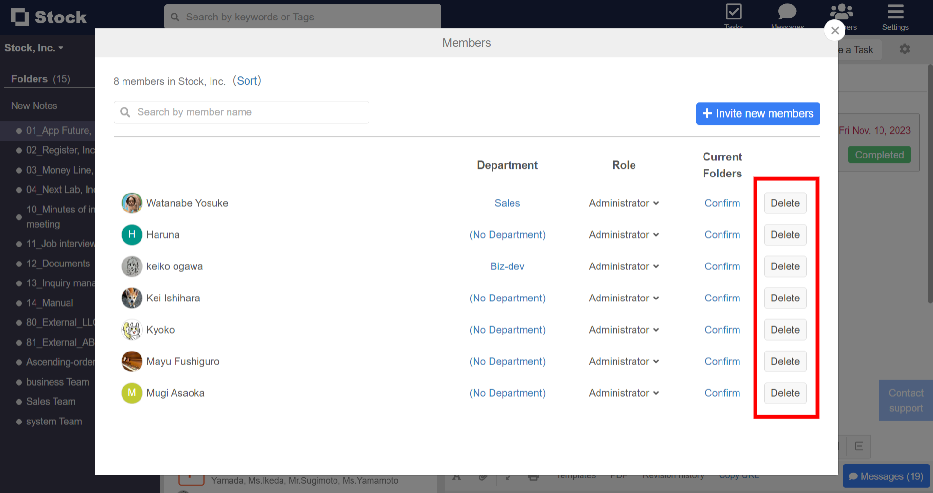 How to delete a user on Stock_2