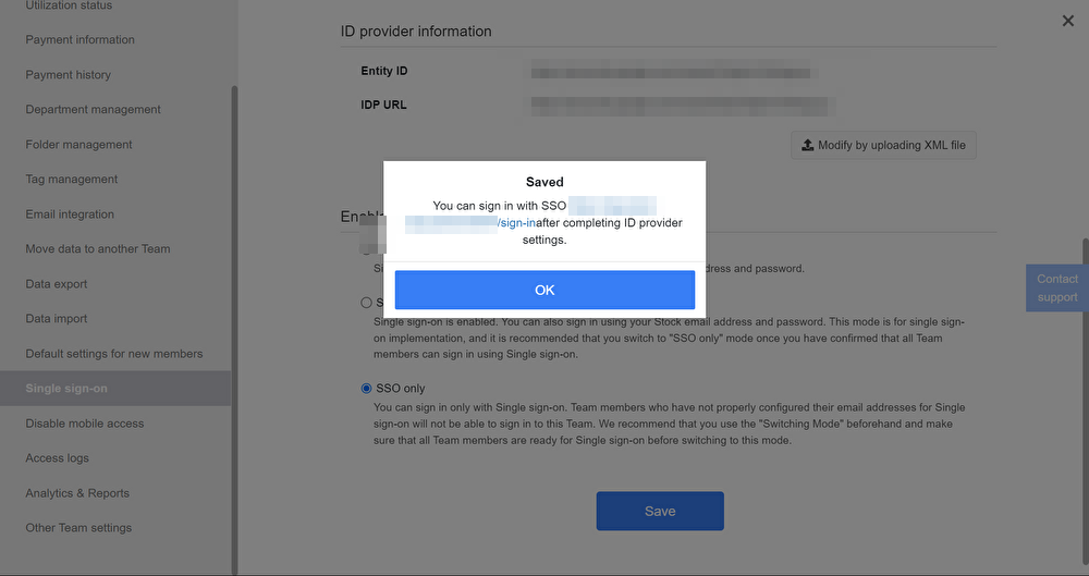 How to set Single sign-on on Stock_16