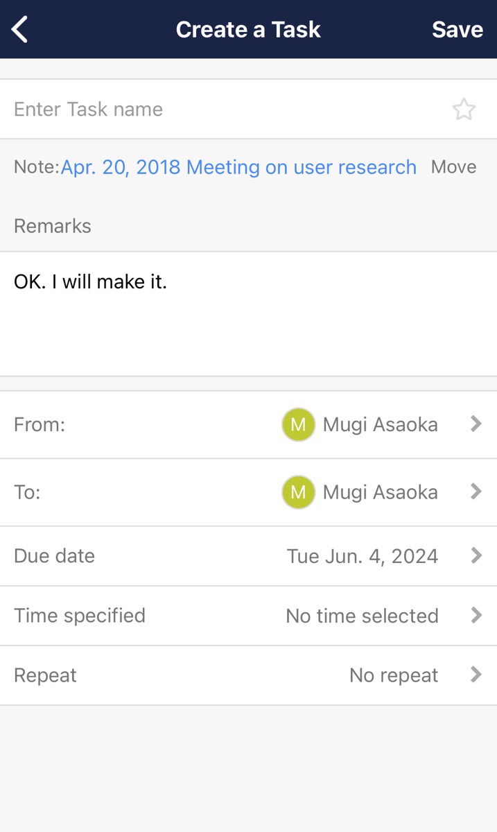 How to create Task whose remarks are filled in with the content of Message_4