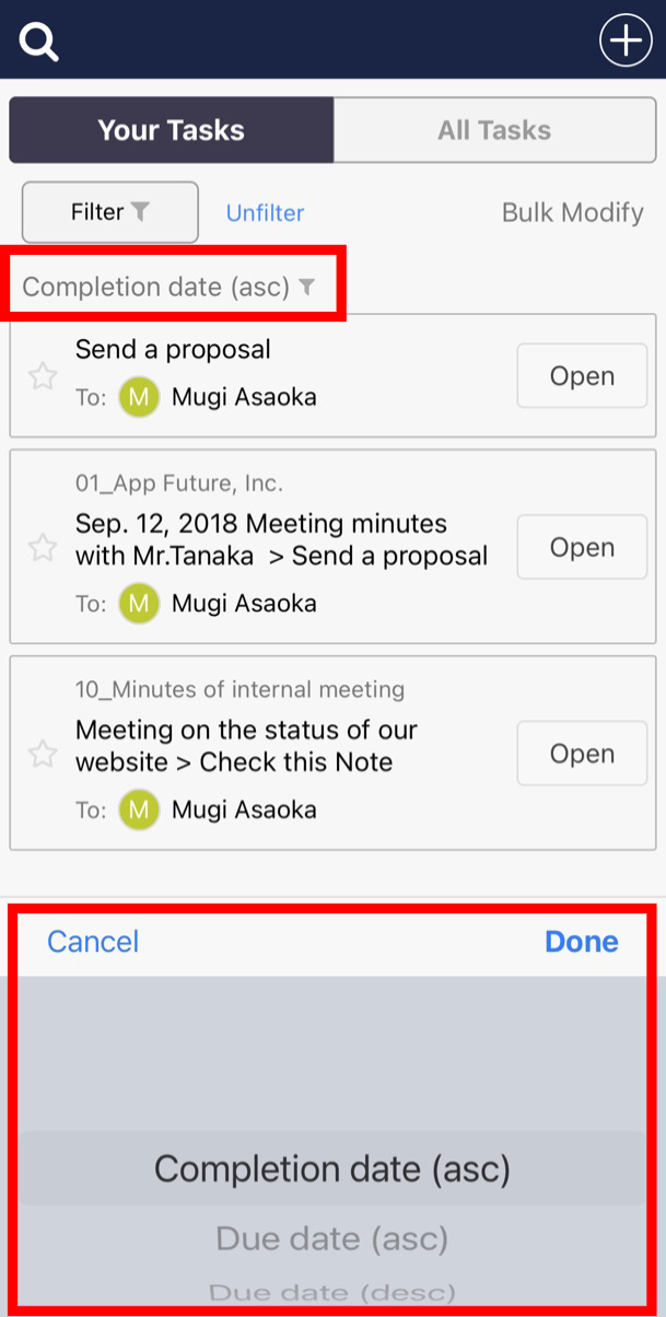How to sort completed Tasks on Stock_9