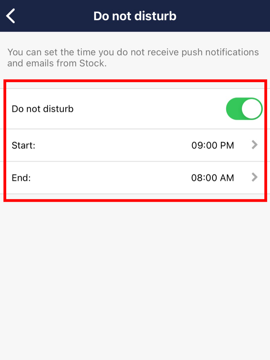 How to avoid receiving notifications in the middle of the night on Stock_6