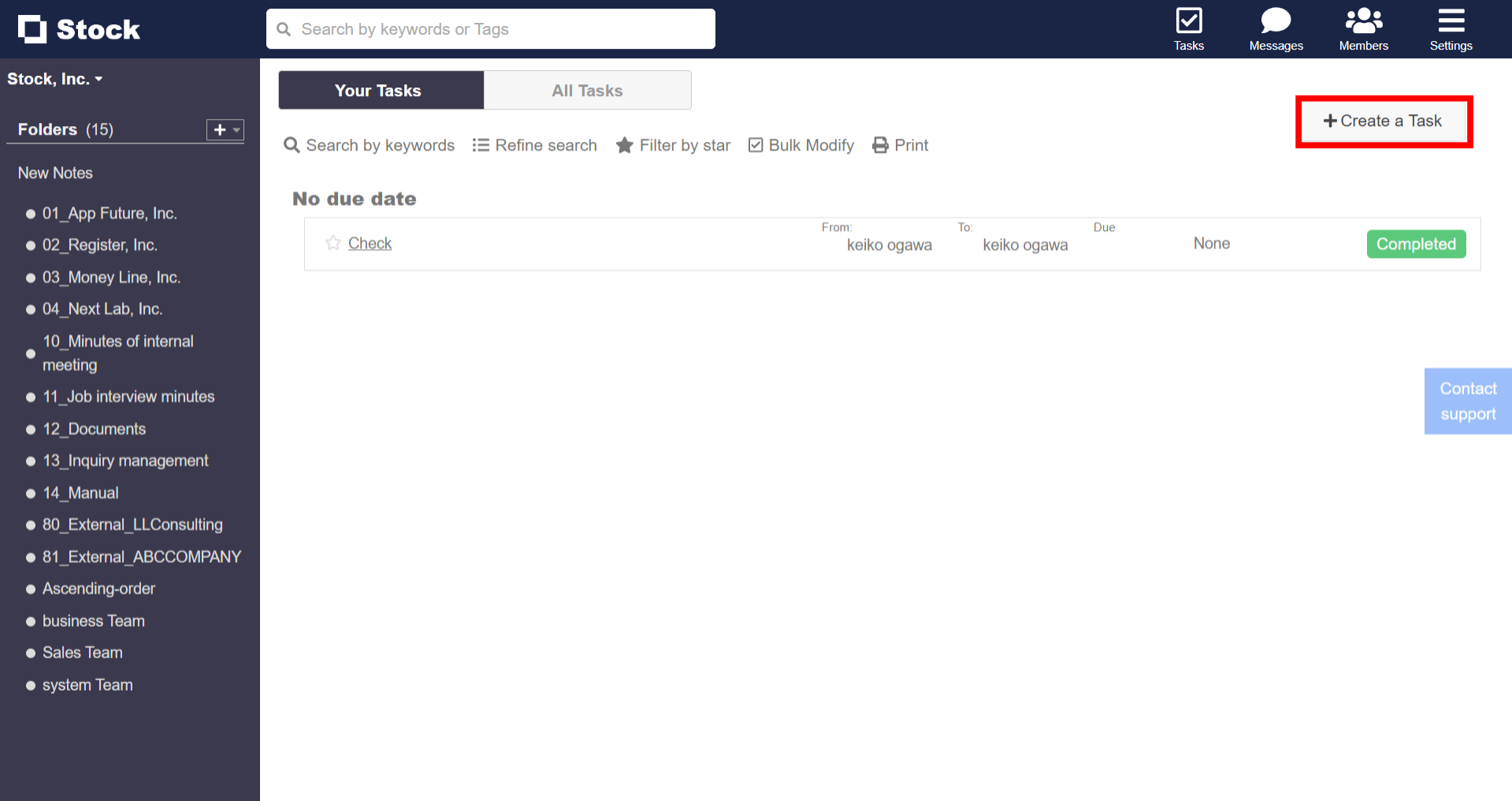 How to create Task not associated with Note on Stock_2