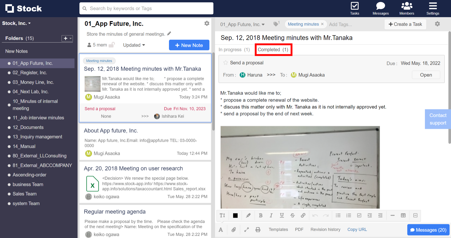 How to check completed Tasks on Stock_8
