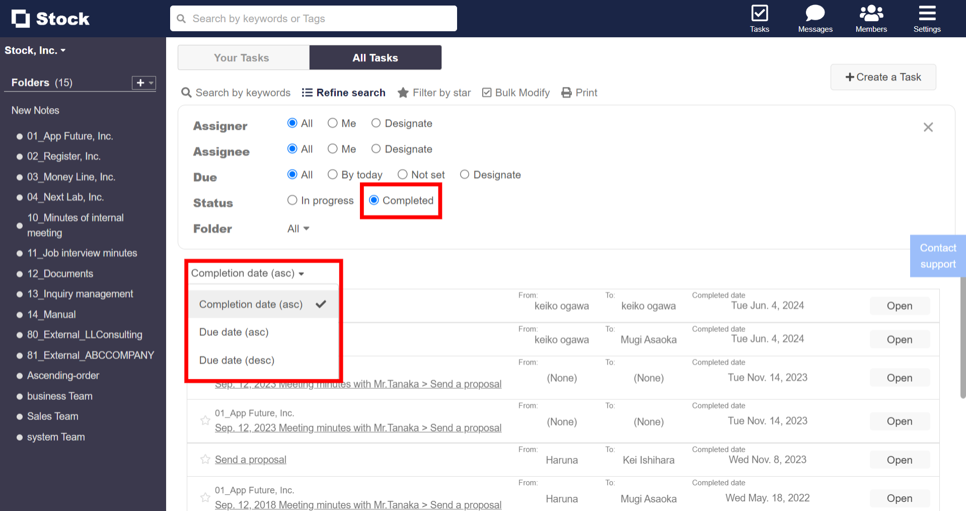 How to sort completed Tasks on Stock_3