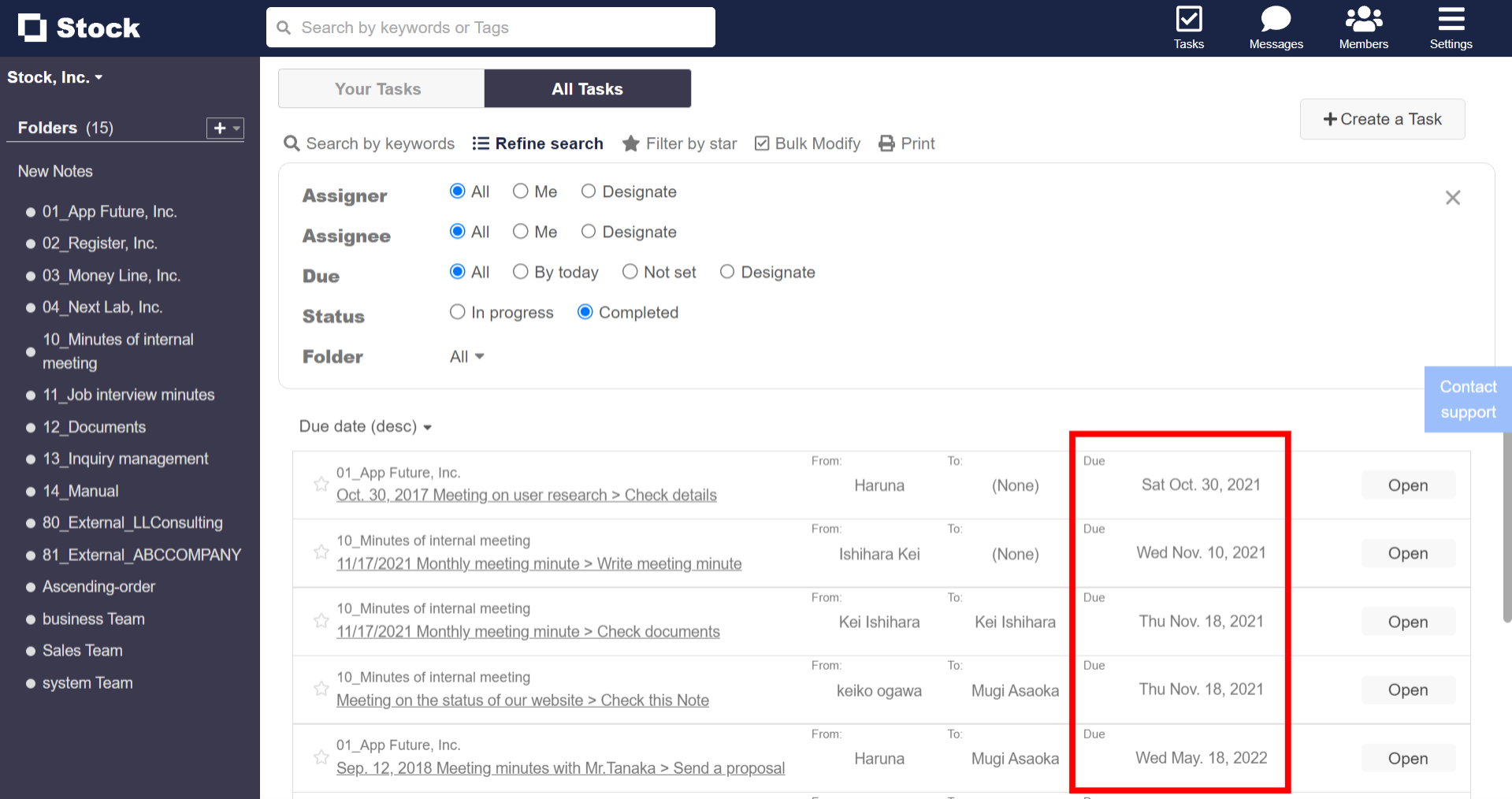 How to sort completed Tasks on Stock_5