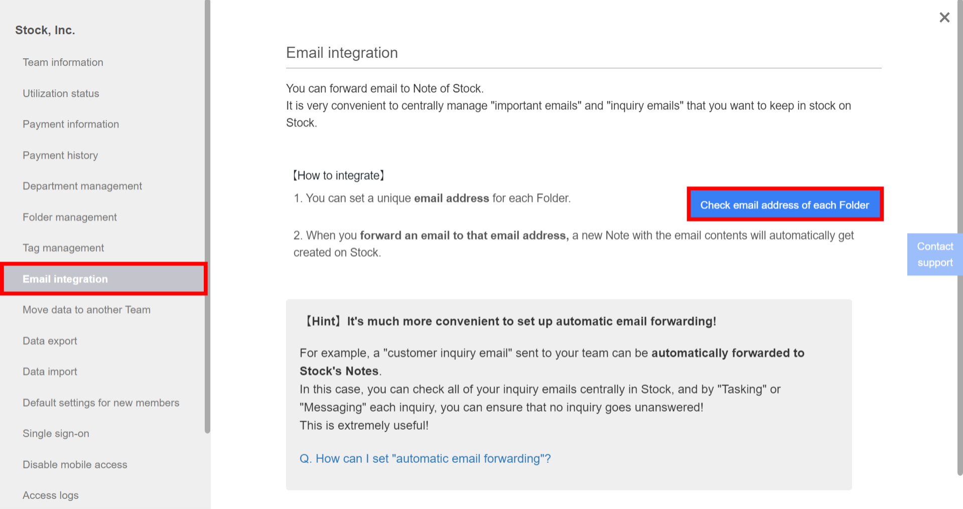 How to integrate with email on Stock_2