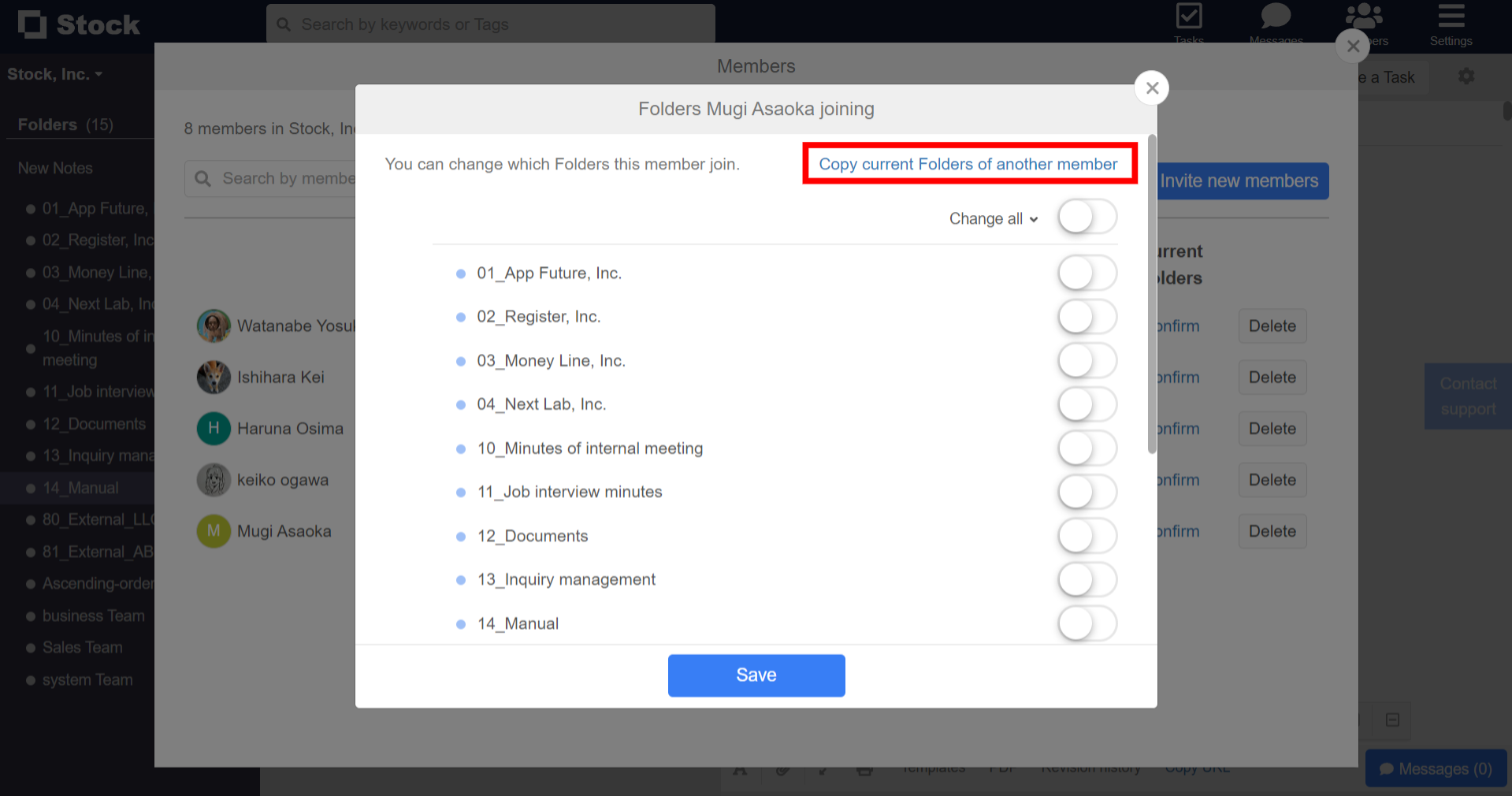 How to copy current Folders of an existing member to a new member on Stock_3