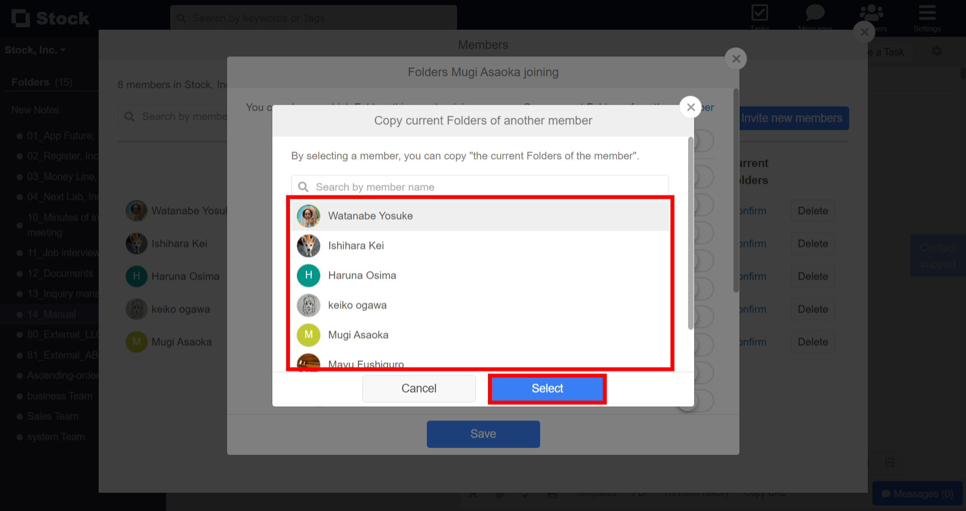 How to copy current Folders of an existing member to a new member on Stock_4