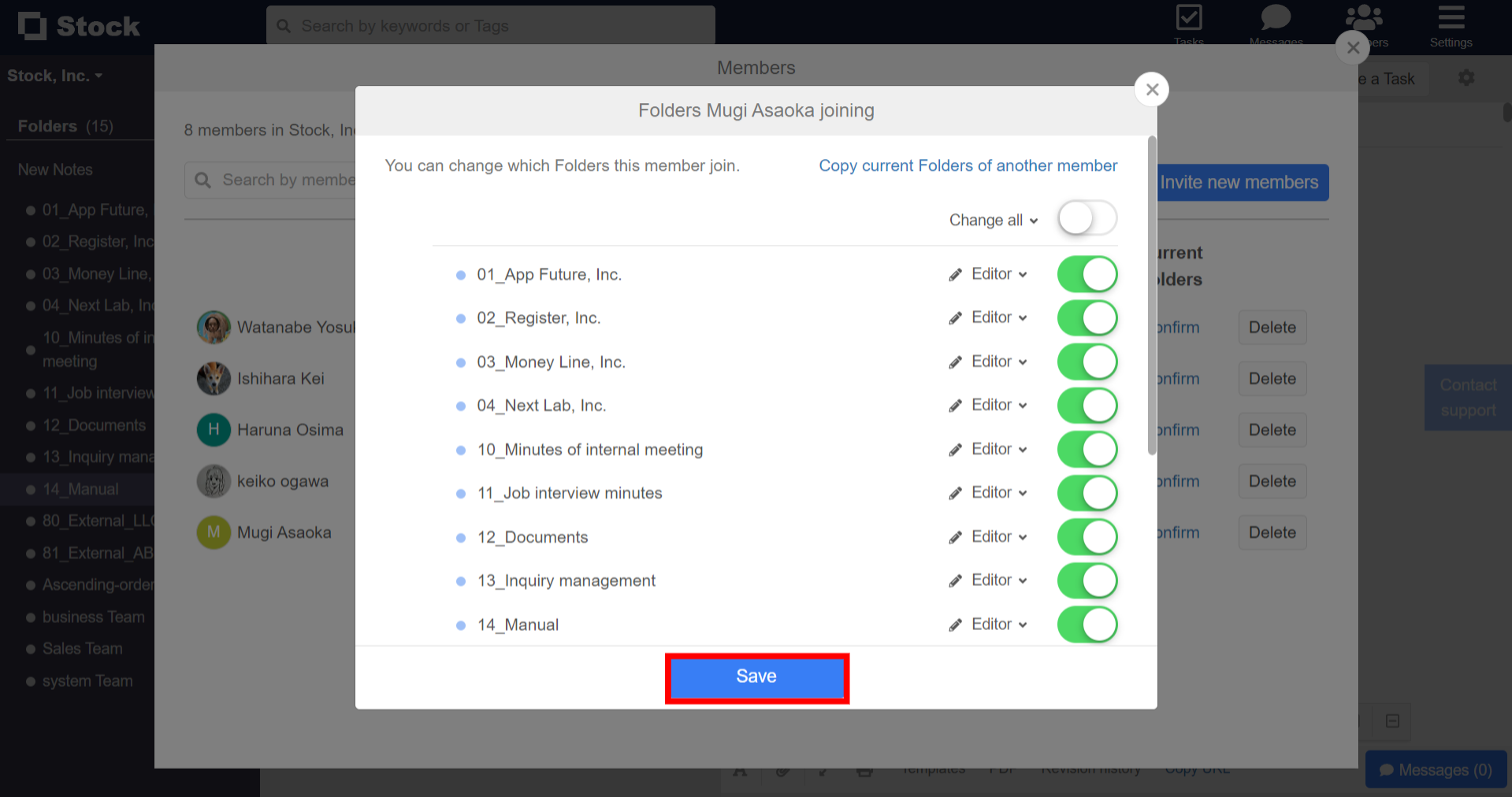 How to copy current Folders of an existing member to a new member on Stock_5