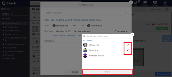 How to set multiple members as assignees of Task on Stock_4