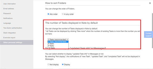 How to change the number of Tasks displayed in Note on Stock_2