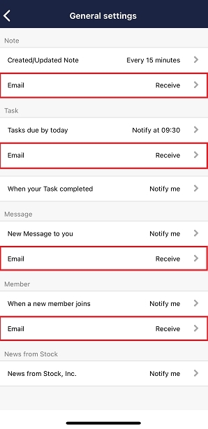 How to set notifications by email on Stock_6