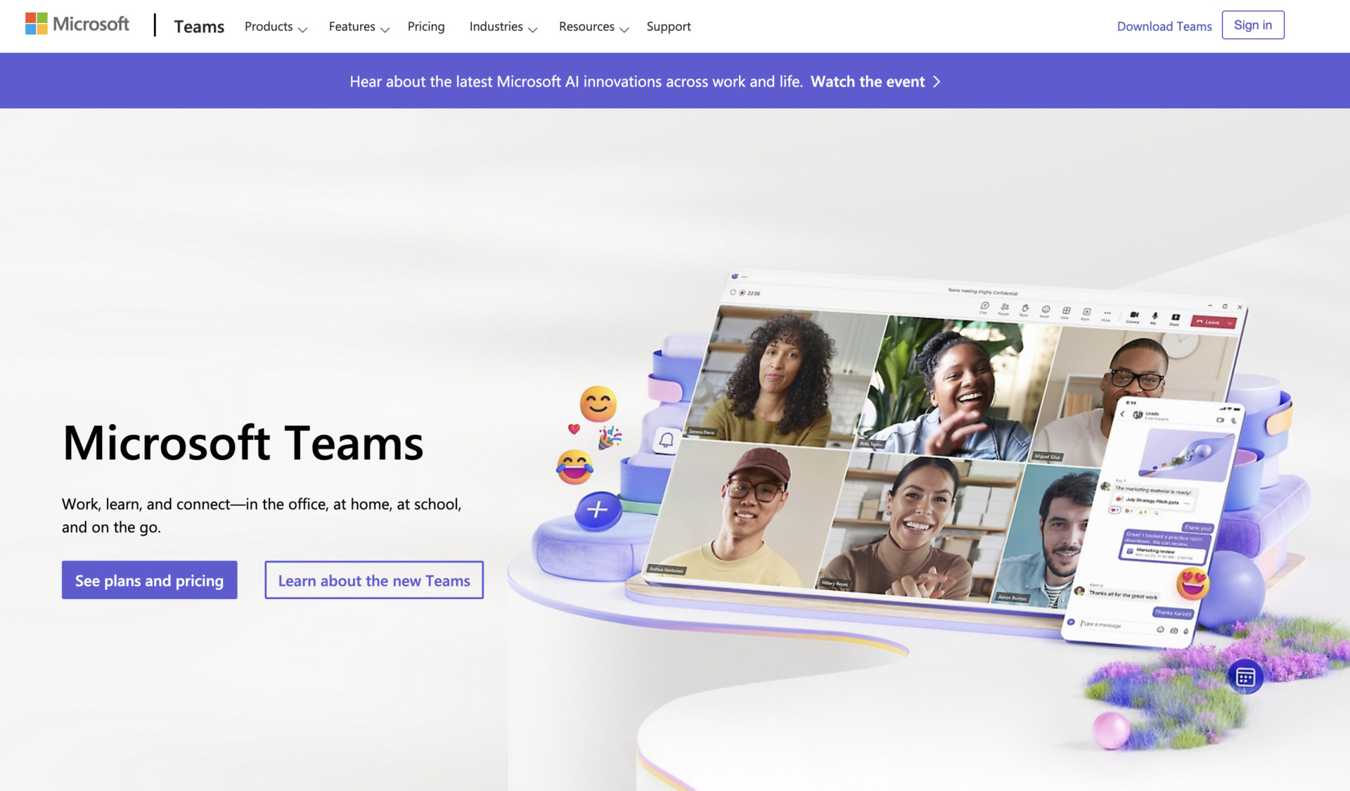 To page of Microsoft Teams