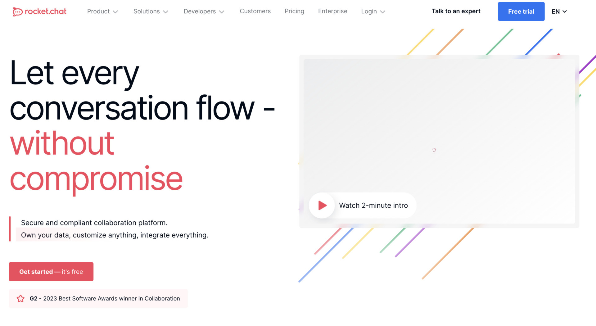 Top page of Rocket.Chat