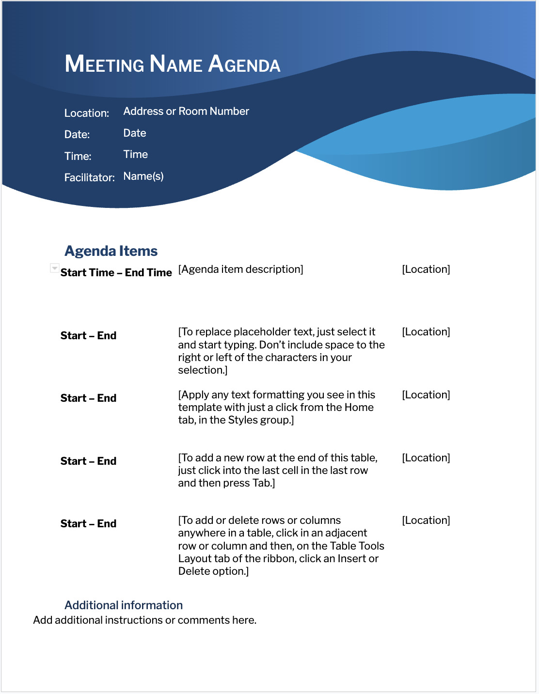 Top page of Microsoft template