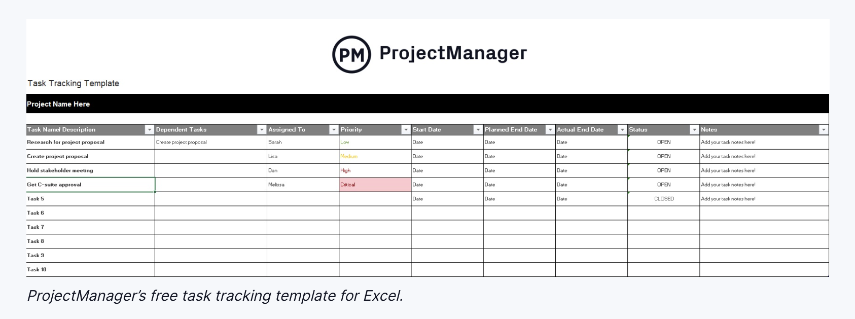 Image of template of ProjectManager