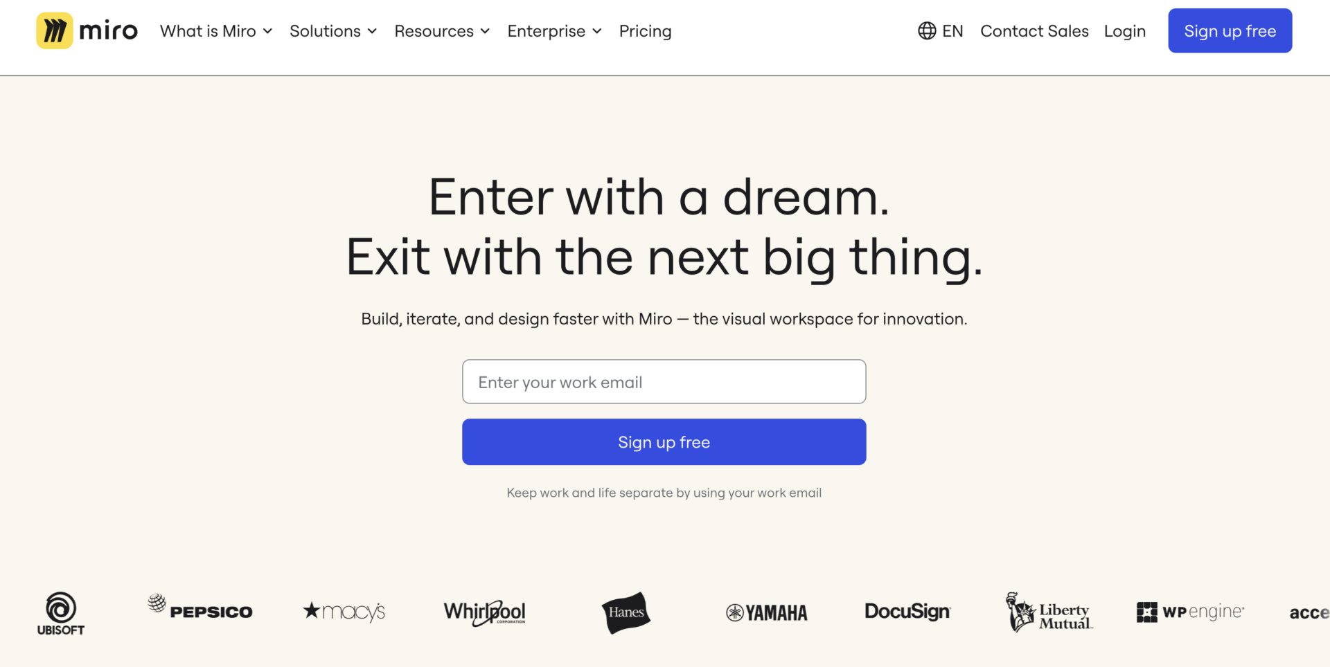 Image of top page of Miro