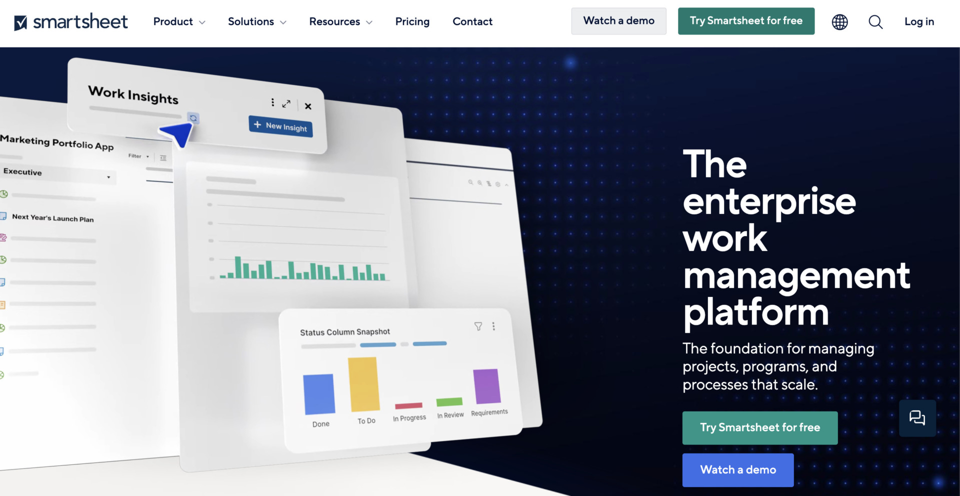Image of to page of Smartsheet