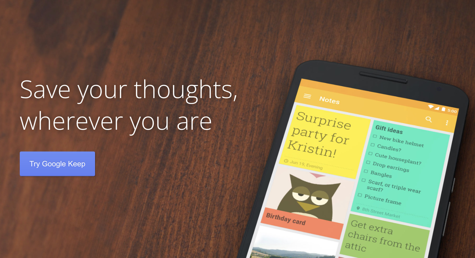 Image of to page of Google Keep