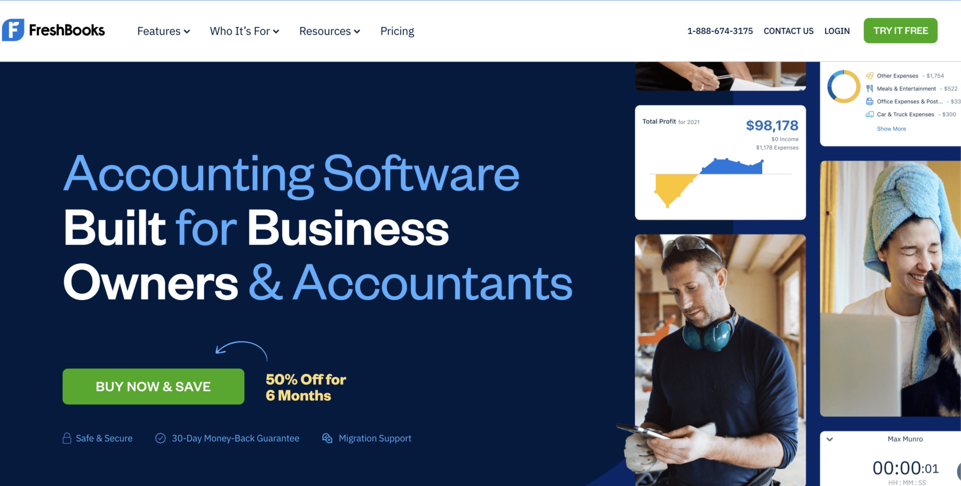 Top page of Freshbooks