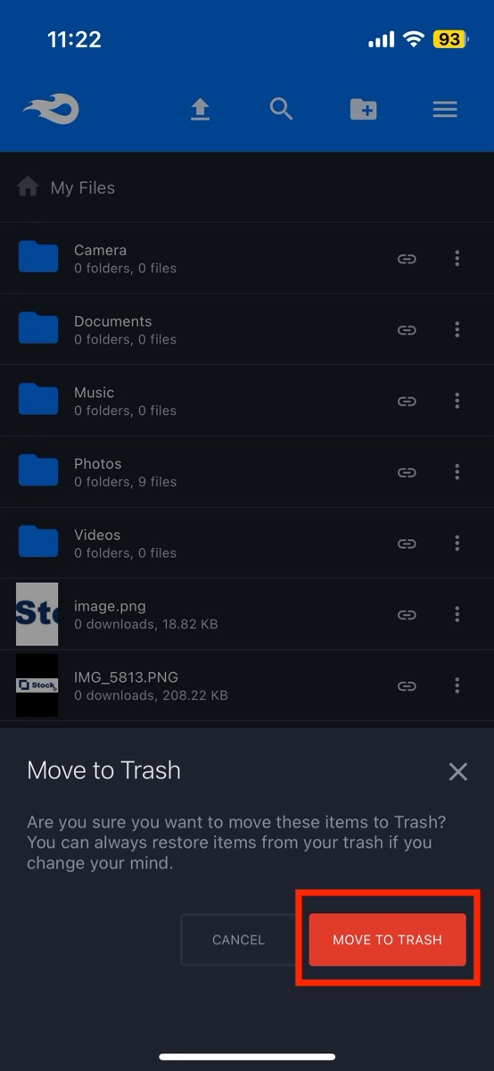 Image of deleting from confirmation message