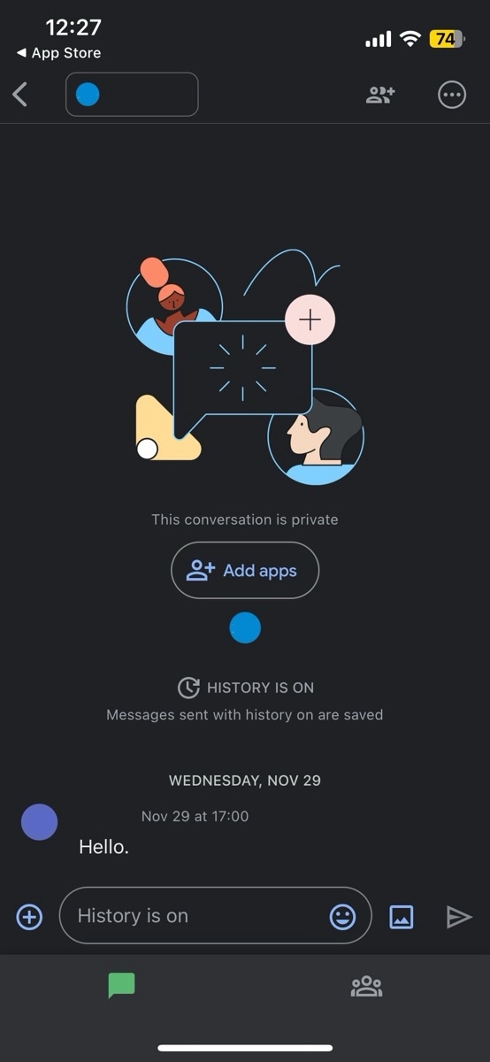 Image of chat on Google Chat by smartphone