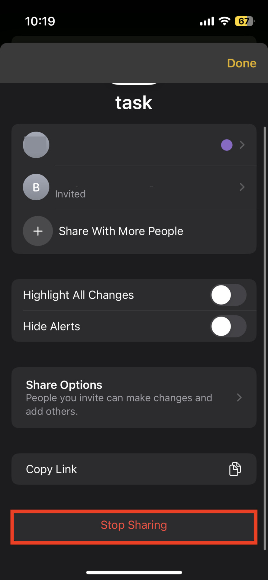 Image of tapping [Stop Sharing]