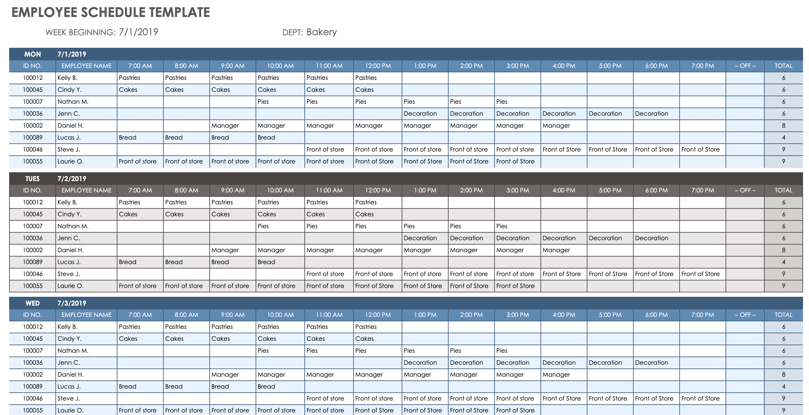 Image of template of Smartsheet