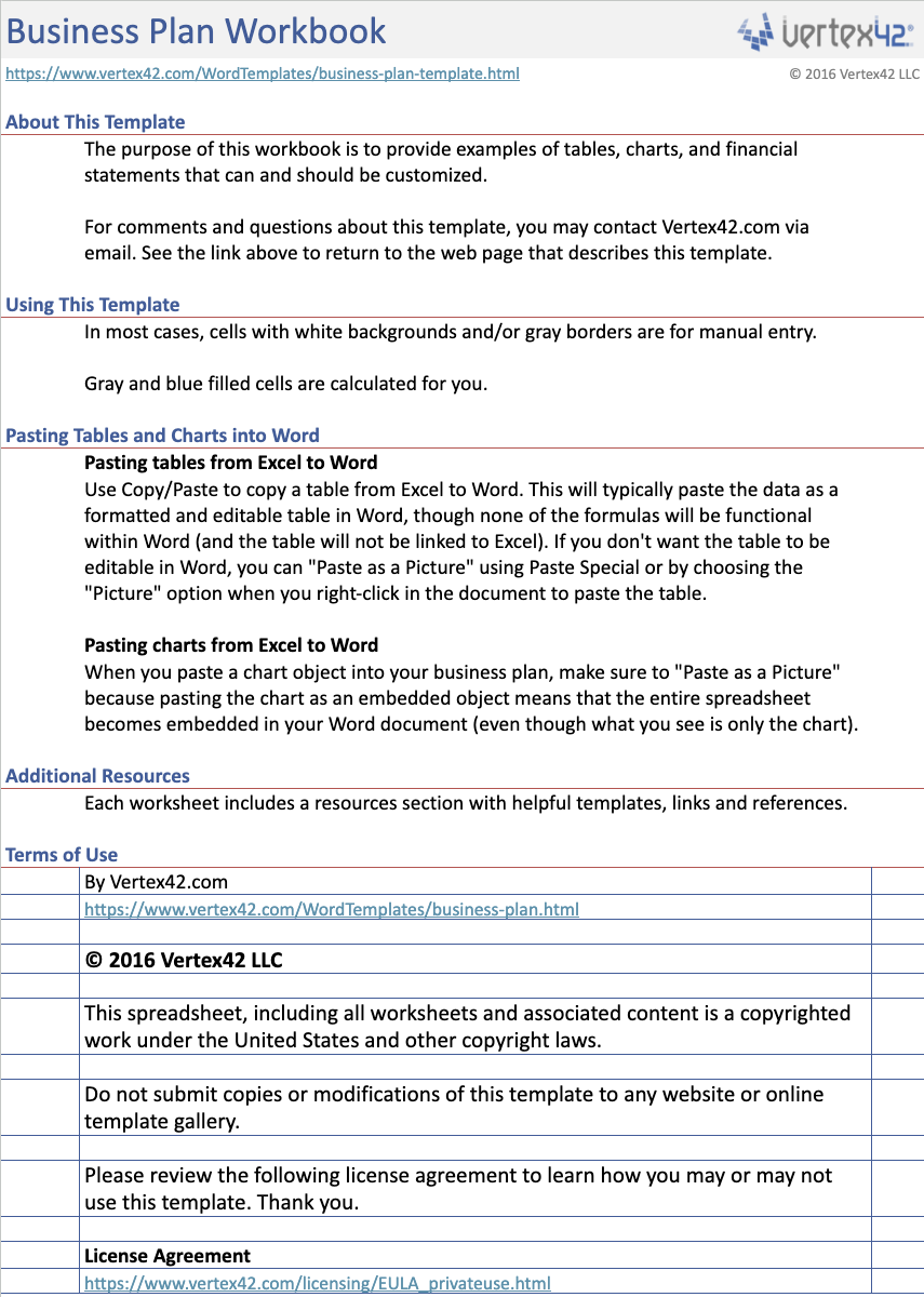 Template image of business plan template Vertex42
