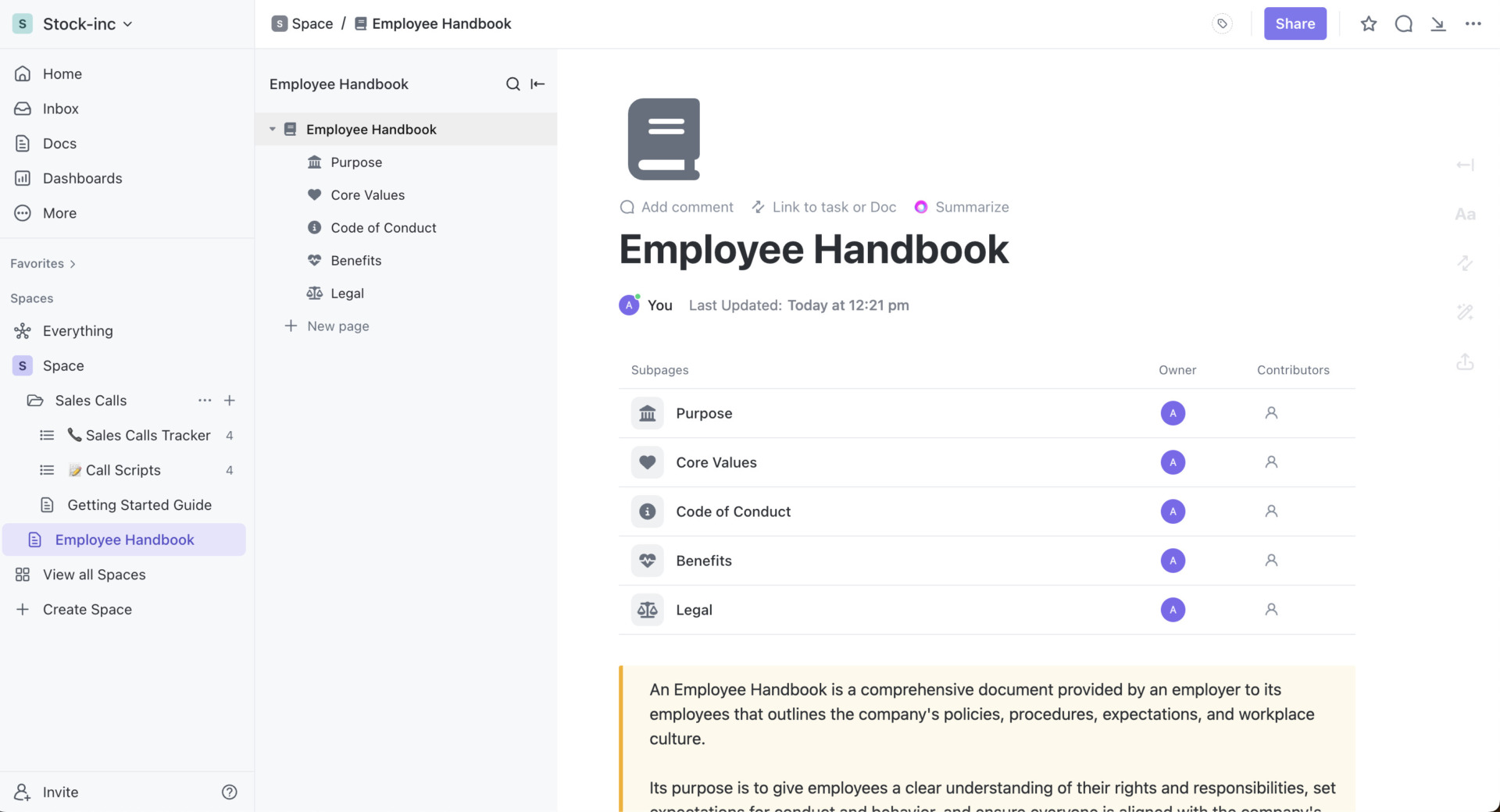 Template image of ClickUp