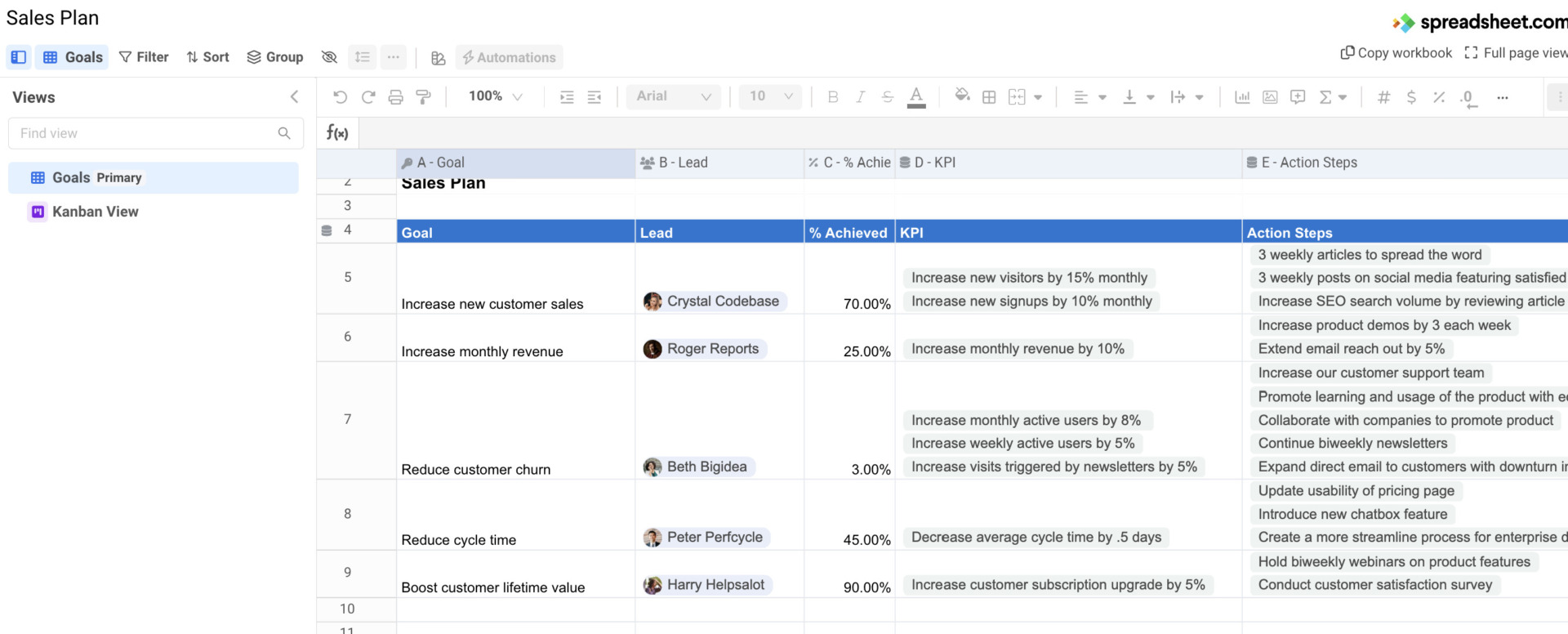 Template image of Spreadsheet.com