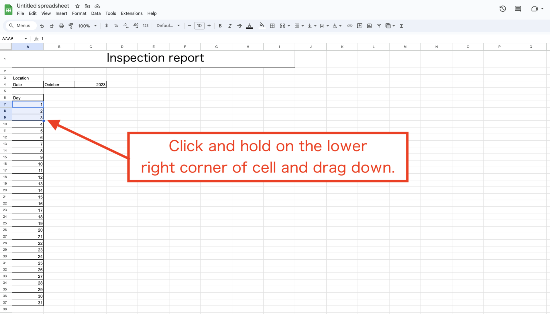 Image of entering the numerical number to chart