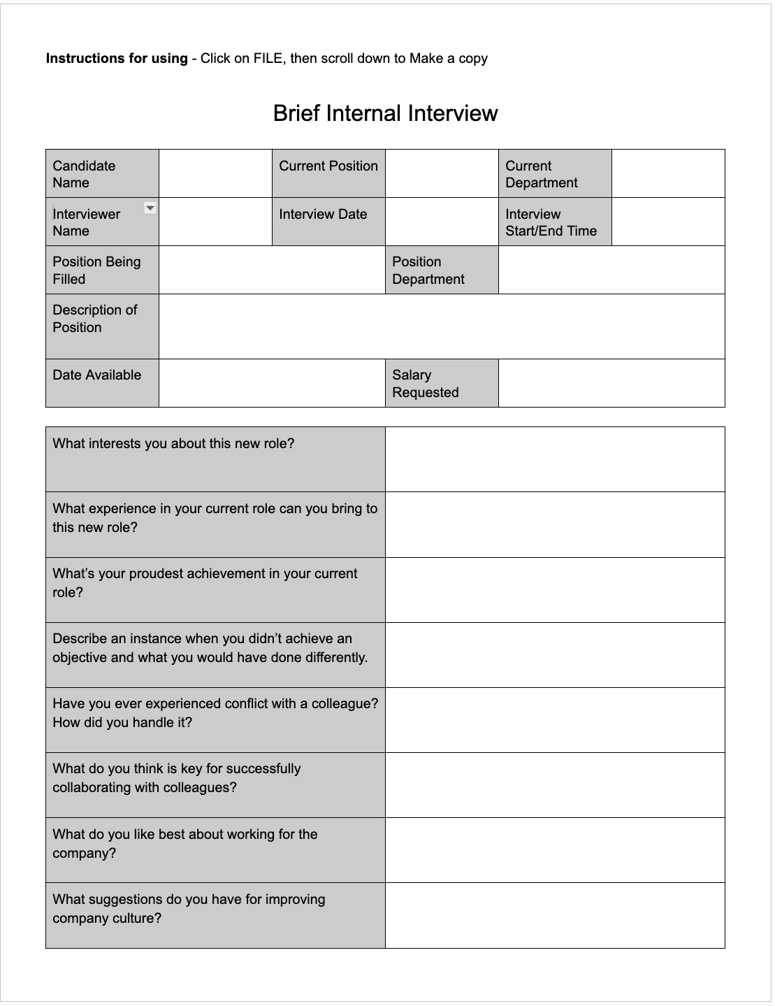 Image of interview template by Pingboard